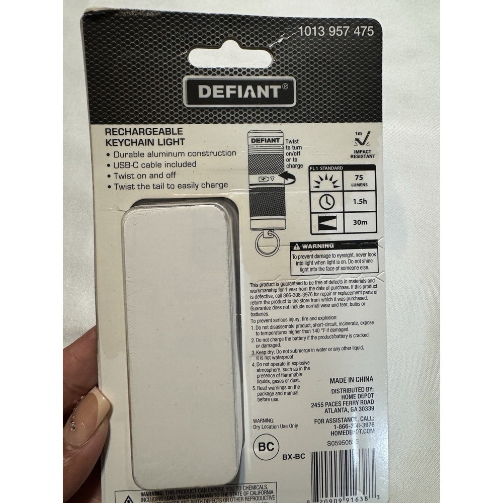 Defiant 2-pack 200 Lm Mini Rechargeable Multi Use Utility Light With Key Ring - Picture 3 of 3